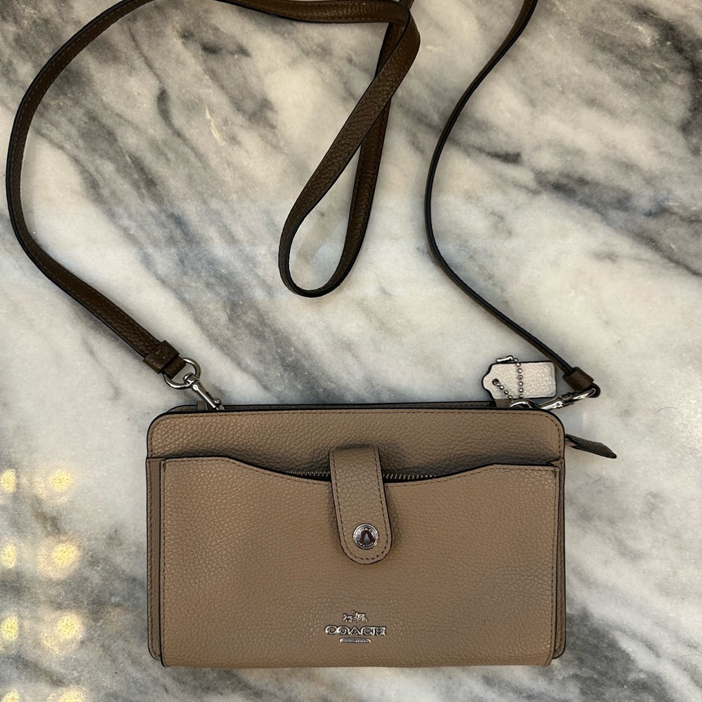 Coach Tan Leather Crossbody with Removable Wallet